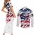 American Flag Skull Couples Matching Short Sleeve Bodycon Dress and Long Sleeve Button Shirt DT02 - The Mazicc - S - S - White