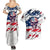 American Flag Skull Couples Matching Summer Maxi Dress and Hawaiian Shirt DT02 - The Mazicc - S - S - White