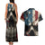 American Flag Skull Couples Matching Tank Maxi Dress and Hawaiian Shirt I'm Not Anti - Social I'm Just Not User Friendly TS04 - The Mazicc - S - S - Multicolor