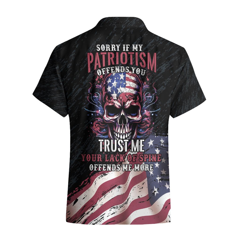 American Flag Skull Hawaiian Shirt Sorry If My Patriotism Offends You Trust Me TS04 - The Mazicc - Adult - S - Black Grunge