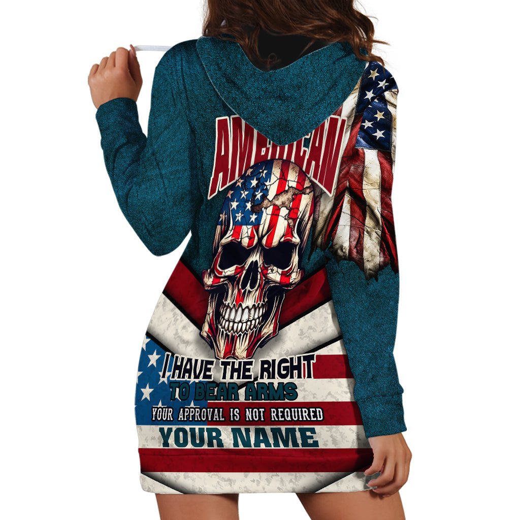 American Flag Skull Hoodie Dress I'm an American I Have The Right To Bear Arms Your Approval Is Not Required TS04 - The Mazicc - XS - Dark Cyan -