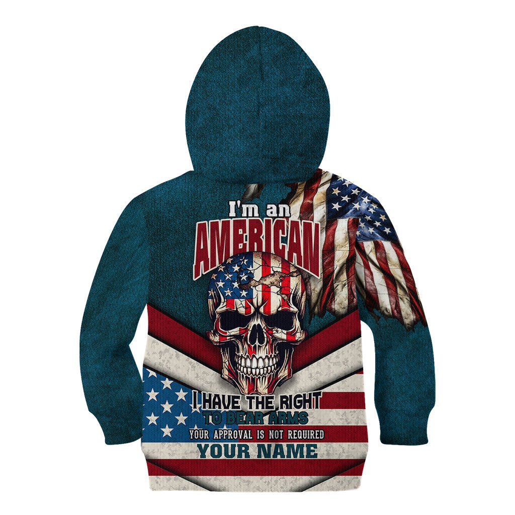 American Flag Skull Kid Hoodie I'm an American I Have The Right To Bear Arms Your Approval Is Not Required TS04 - The Mazicc - Hoodie - Toddler 2T - Dark Cyan