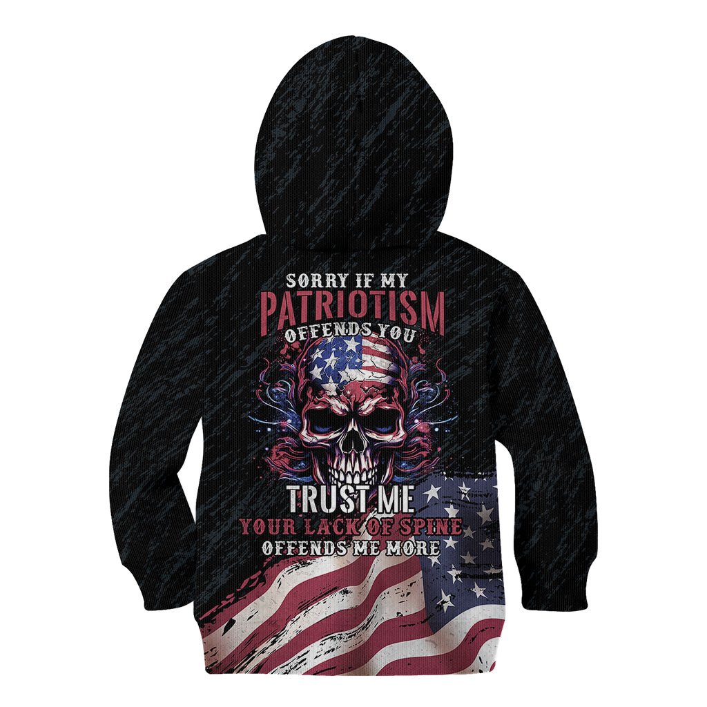 American Flag Skull Kid Hoodie Sorry If My Patriotism Offends You Trust Me TS04 - The Mazicc - Hoodie - Toddler 2T - Black Grunge