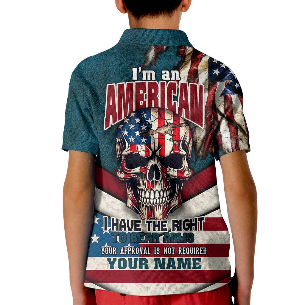 American Flag Skull Kid Polo Shirt I'm an American I Have The Right To Bear Arms Your Approval Is Not Required TS04 - The Mazicc - Kid - Toddler 2T - Dark Cyan