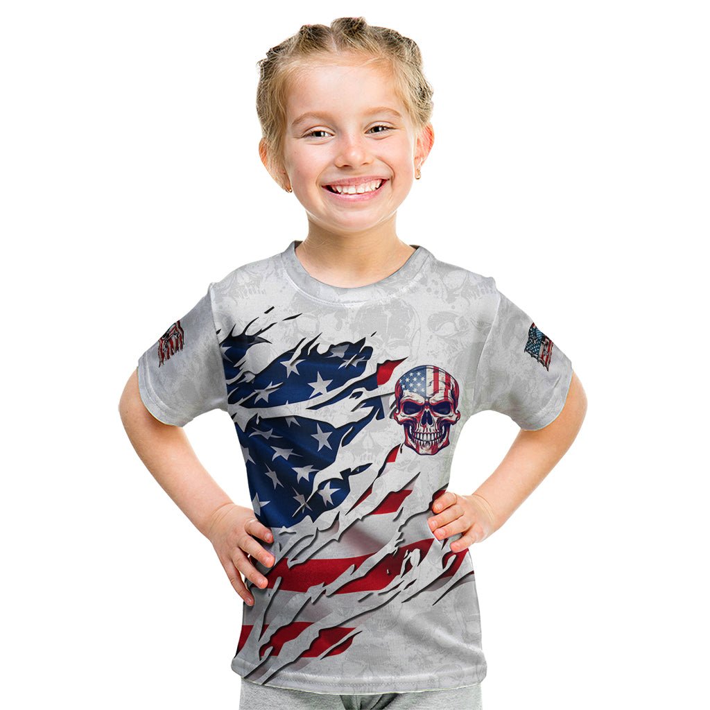 American Flag Skull Kid T Shirt DT02 - The Mazicc - Toddler 2/Size 00 - White -