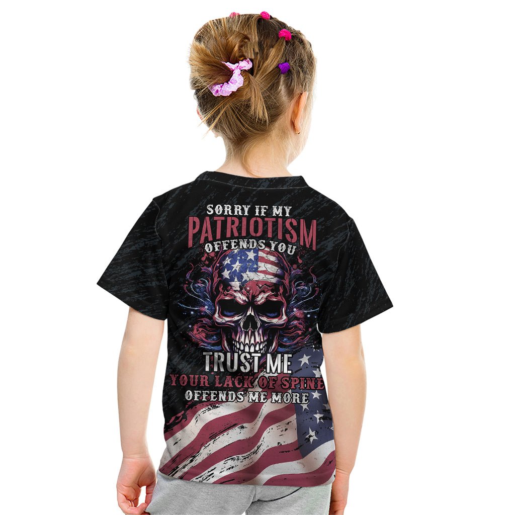 American Flag Skull Kid T Shirt Sorry If My Patriotism Offends You Trust Me TS04 - The Mazicc - Toddler 2/Size 00 - Black Grunge -