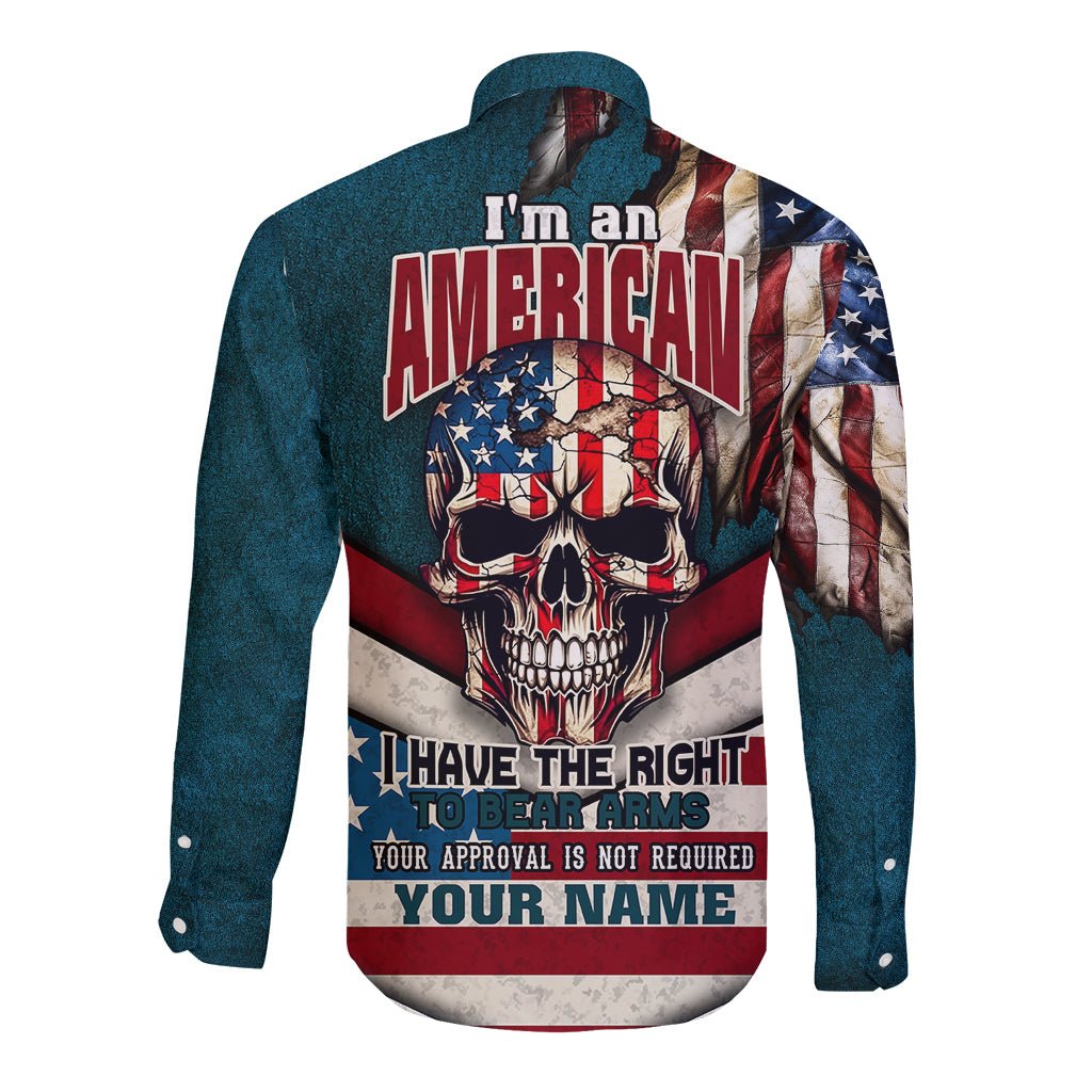 American Flag Skull Long Sleeve Button Shirt I'm an American I Have The Right To Bear Arms Your Approval Is Not Required TS04 - The Mazicc - Unisex - S - Dark Cyan