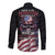 American Flag Skull Long Sleeve Button Shirt Sorry If My Patriotism Offends You Trust Me TS04 - The Mazicc - Unisex - S - Black Grunge