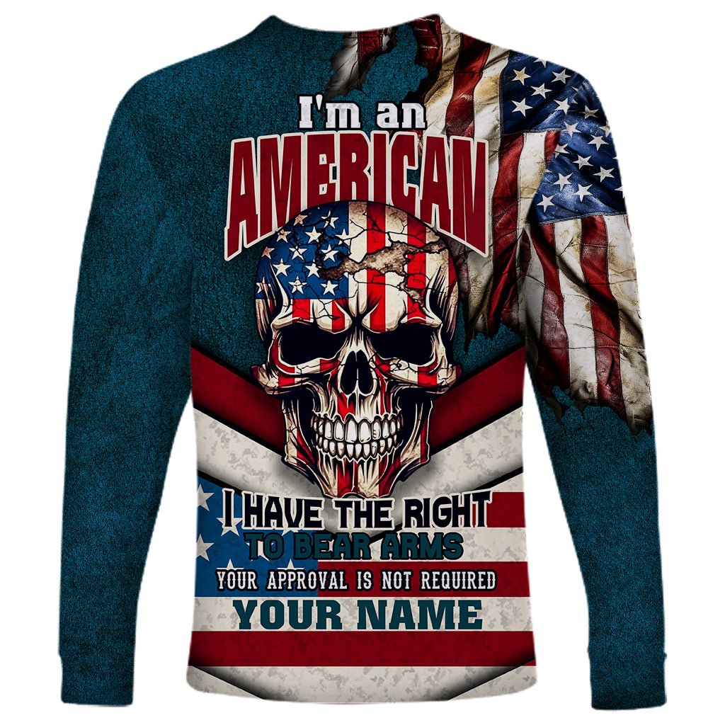 American Flag Skull Long Sleeve Shirt I'm an American I Have The Right To Bear Arms Your Approval Is Not Required TS04 - The Mazicc - Unisex - S - Dark Cyan