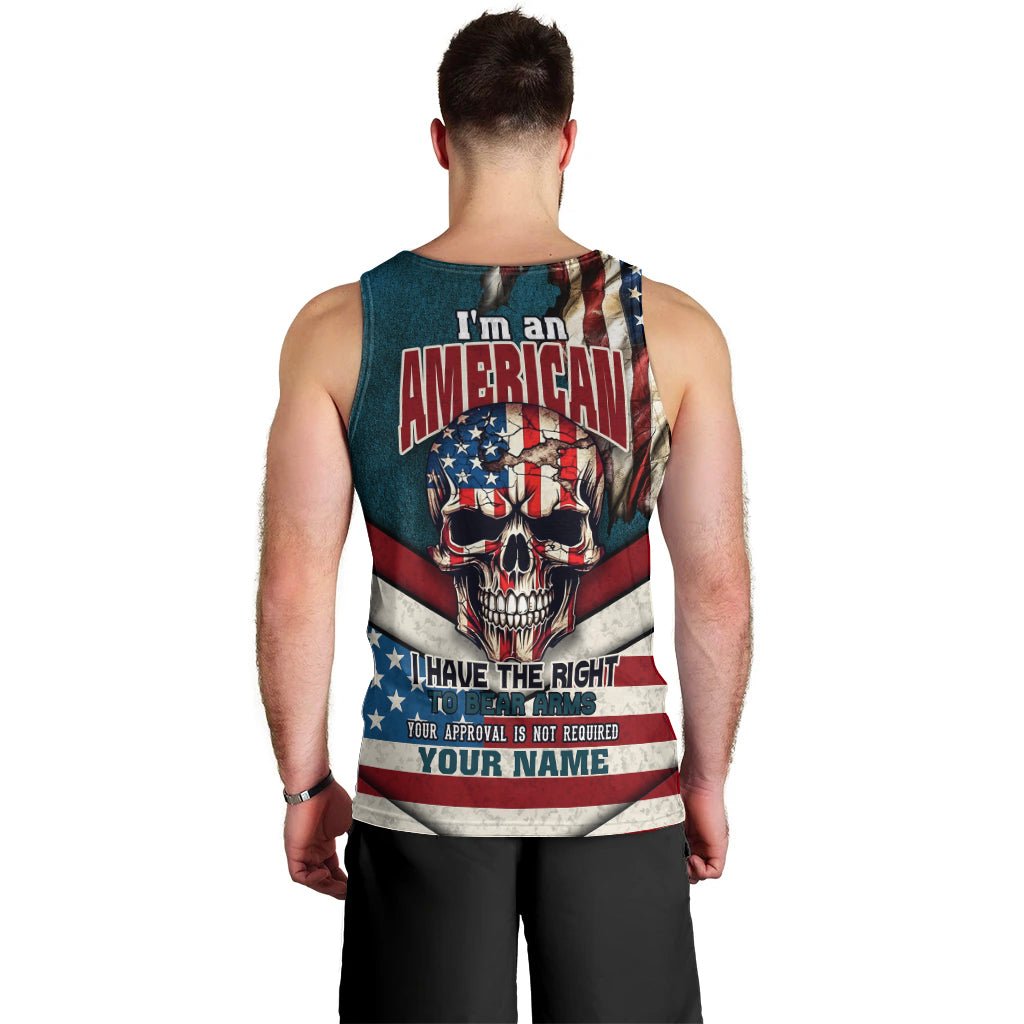 American Flag Skull Men Tank Top I'm an American I Have The Right To Bear Arms Your Approval Is Not Required TS04 - The Mazicc - XS - Dark Cyan -