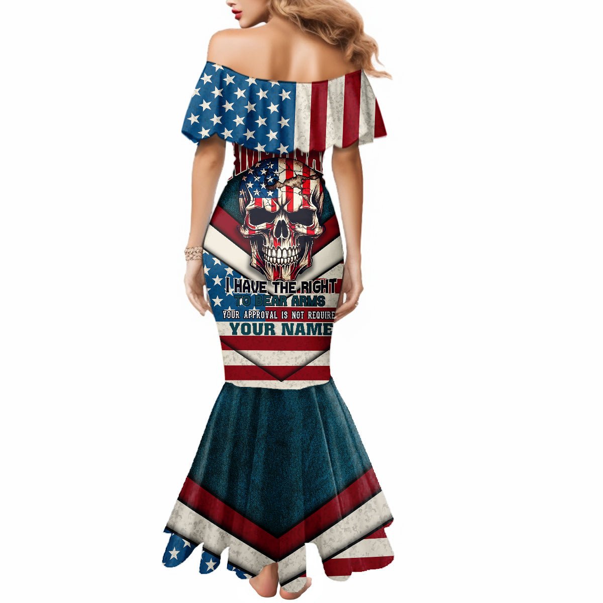American Flag Skull Mermaid Dress I'm an American I Have The Right To Bear Arms Your Approval Is Not Required TS04 - The Mazicc - Women - S - Dark Cyan