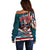 American Flag Skull Off Shoulder Sweater I'm an American I Have The Right To Bear Arms Your Approval Is Not Required TS04 - The Mazicc - Women - 2XS - Dark Cyan