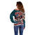 American Flag Skull Off Shoulder Sweater I'm an American I Have The Right To Bear Arms Your Approval Is Not Required TS04 - The Mazicc - Women - 2XS - Dark Cyan