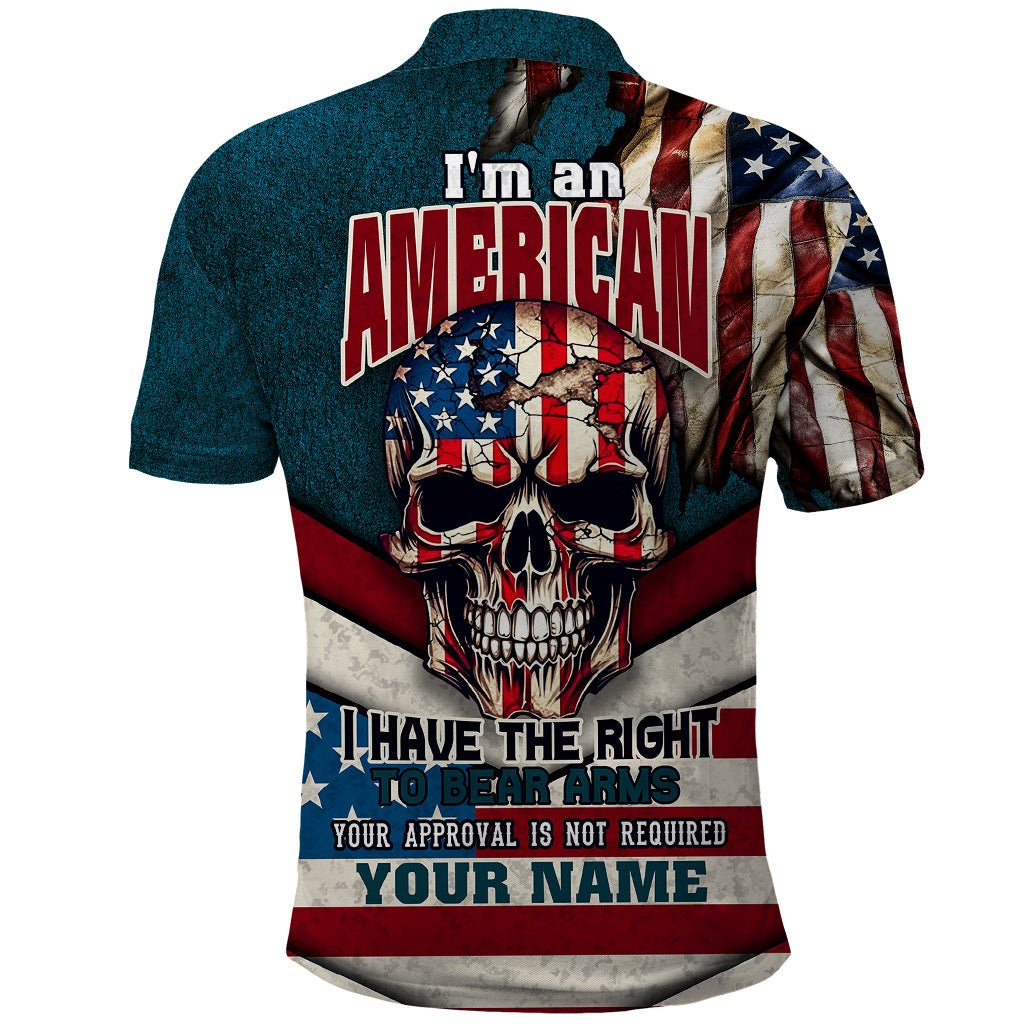 American Flag Skull Polo Shirt I'm an American I Have The Right To Bear Arms Your Approval Is Not Required TS04 - The Mazicc - Adult - S - Dark Cyan