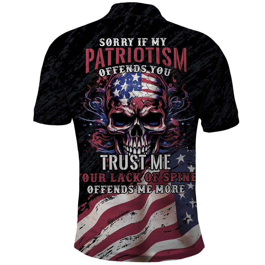 American Flag Skull Polo Shirt Sorry If My Patriotism Offends You Trust Me TS04 - The Mazicc - Adult - S - Black Grunge