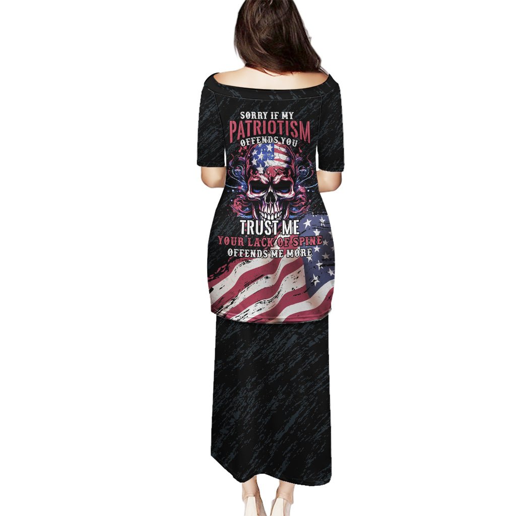 American Flag Skull Puletasi Sorry If My Patriotism Offends You Trust Me TS04 - The Mazicc - Long Dress - S - Black Grunge