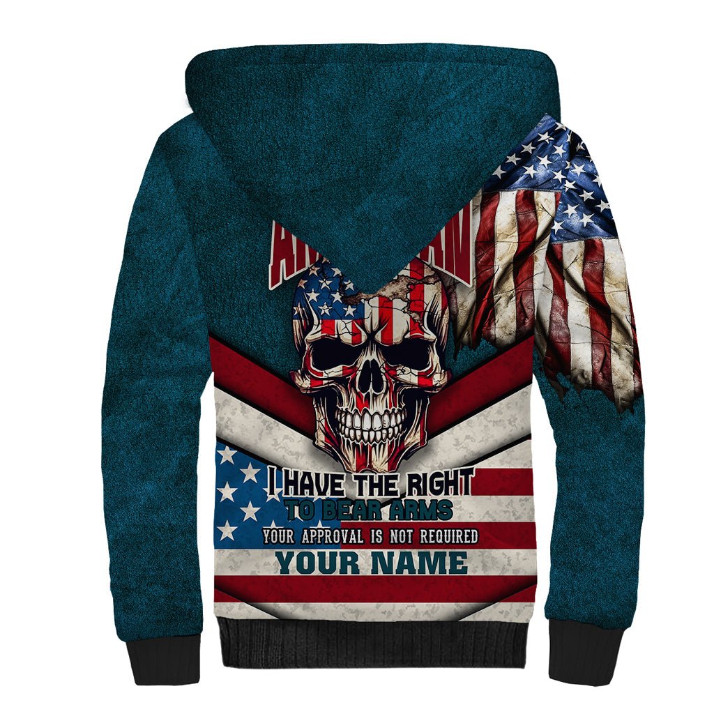 American Flag Skull Sherpa Hoodie I'm an American I Have The Right To Bear Arms Your Approval Is Not Required TS04 - The Mazicc - Unisex - S - Dark Cyan