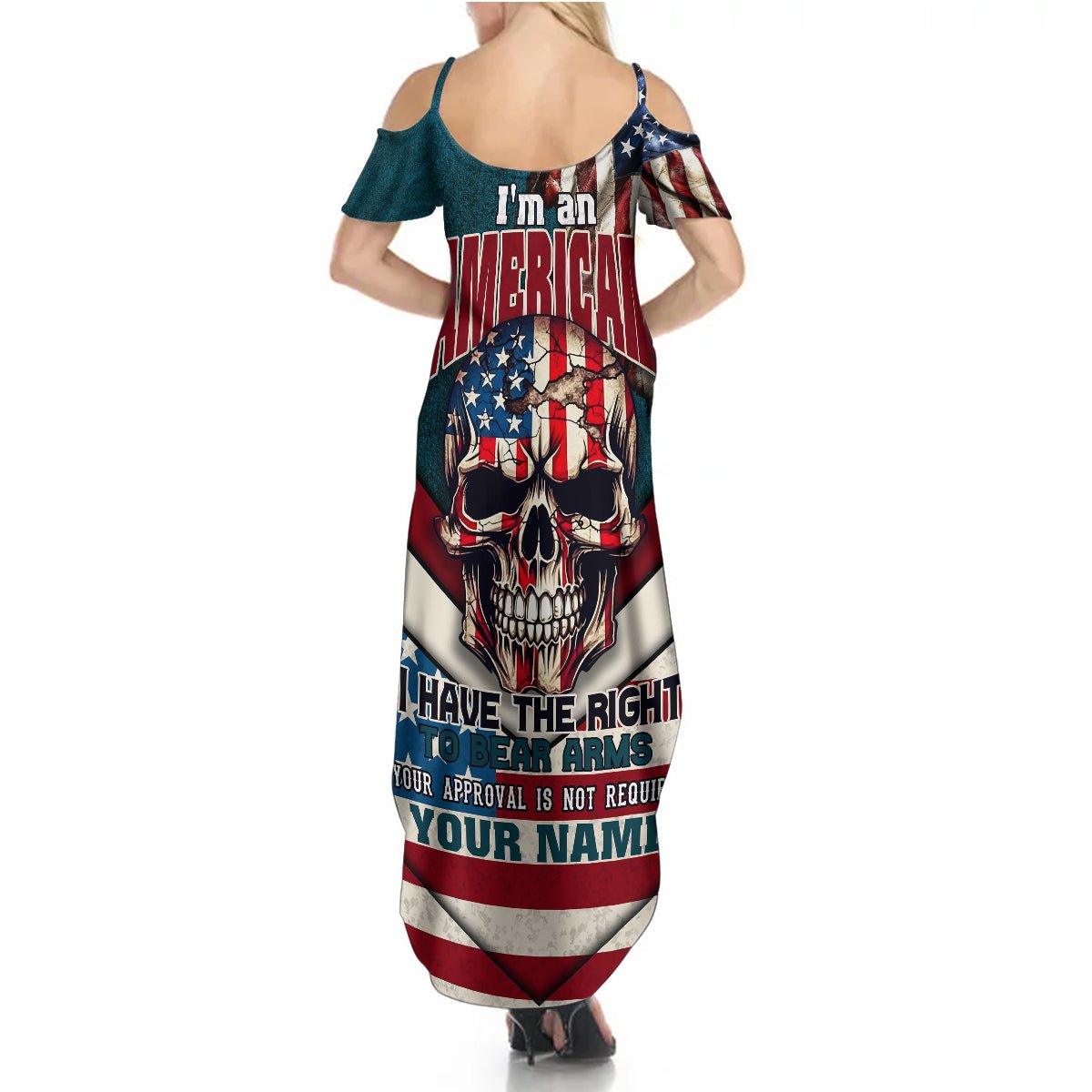 American Flag Skull Summer Maxi Dress I'm an American I Have The Right To Bear Arms Your Approval Is Not Required TS04 - The Mazicc - Women - S - Dark Cyan