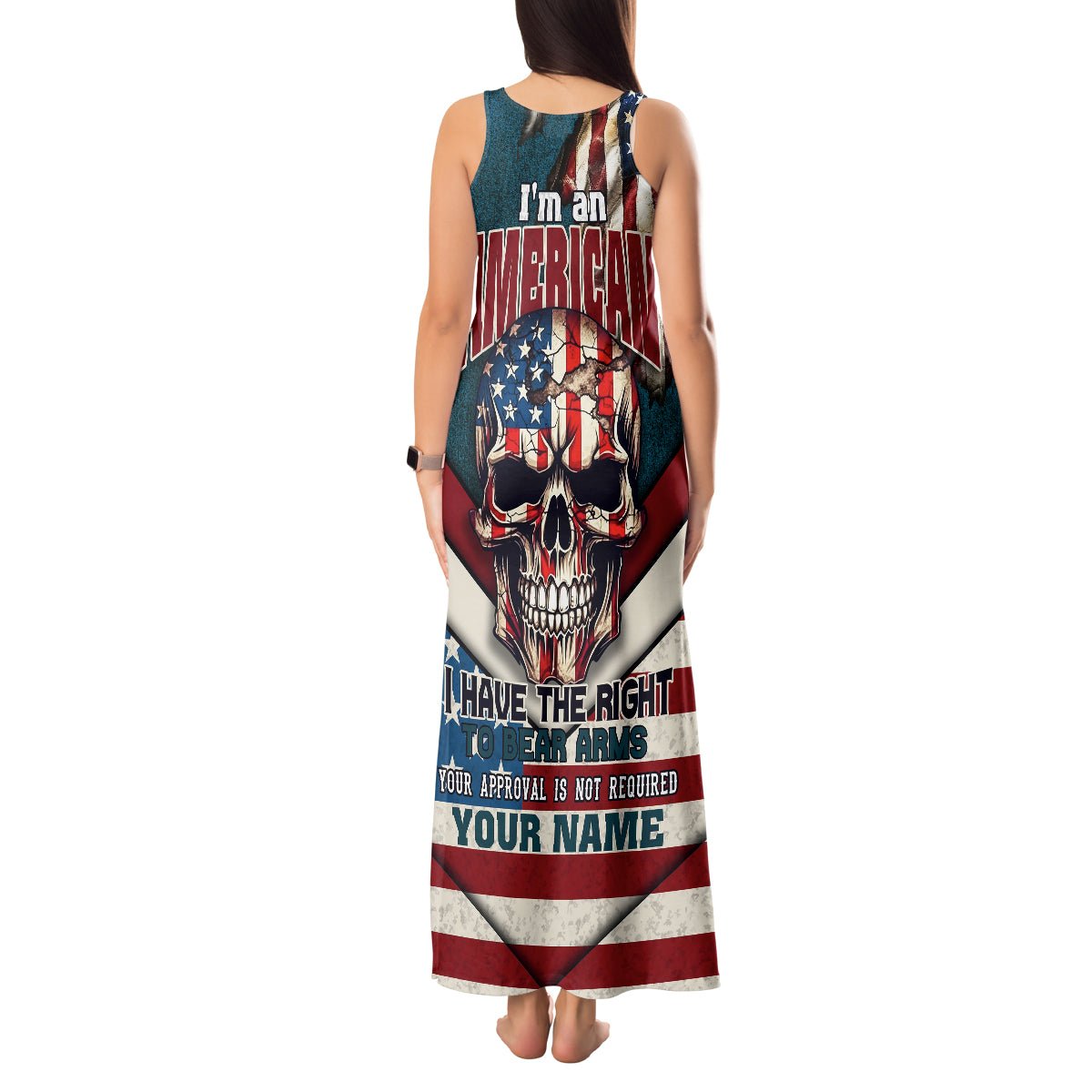 American Flag Skull Tank Maxi Dress I'm an American I Have The Right To Bear Arms Your Approval Is Not Required TS04 - The Mazicc - Women - S - Dark Cyan