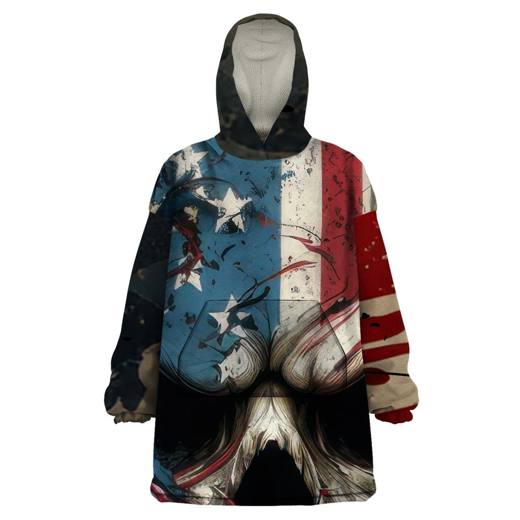 American Flag Skull Wearable Blanket Hoodie I'm Not Anti - Social I'm Just Not User Friendly TS04 - The Mazicc - Adult - One Size - Multicolor