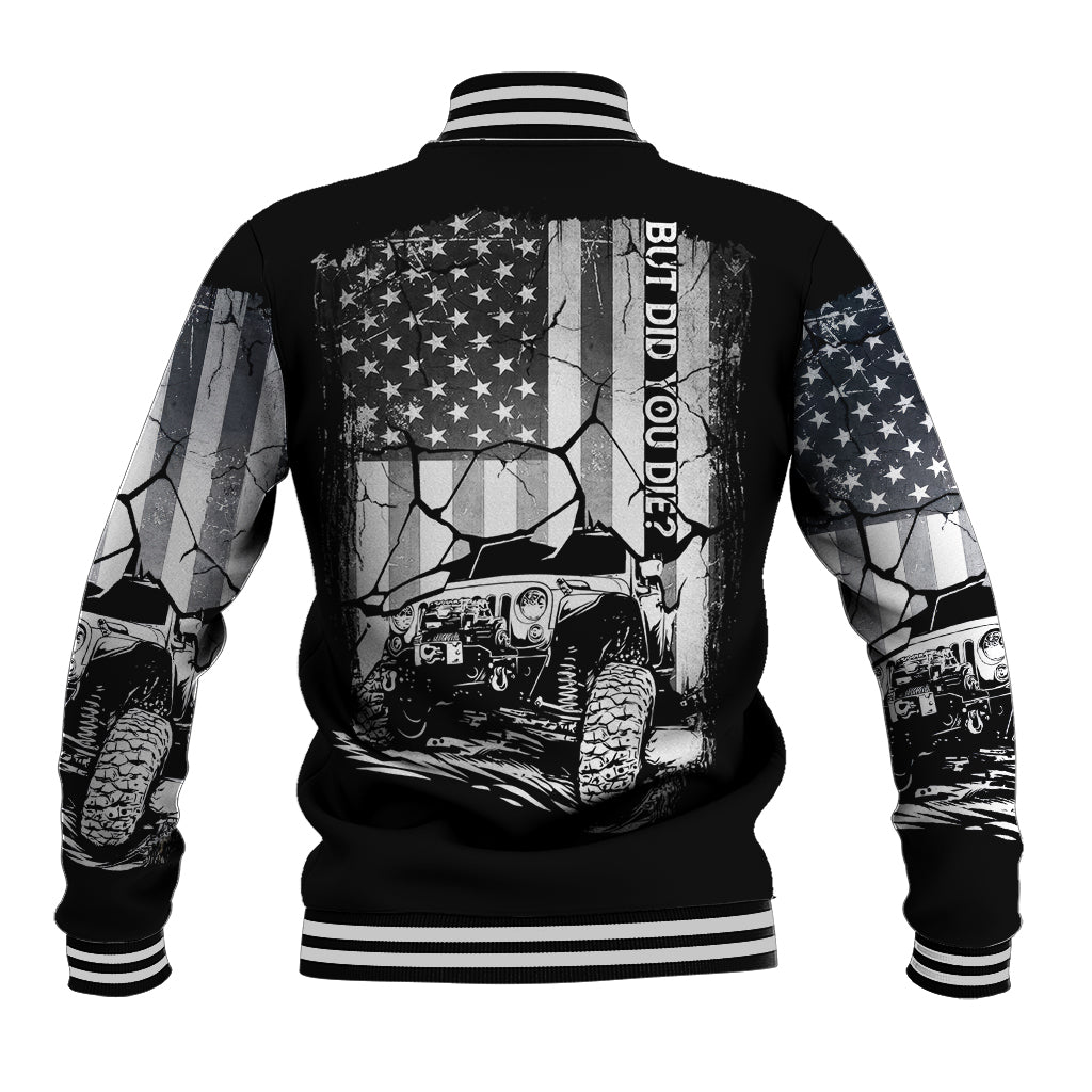 American Jeep Baseball Jacket American Flag But Did You Die DT01 - The Mazicc - Unisex - S - White