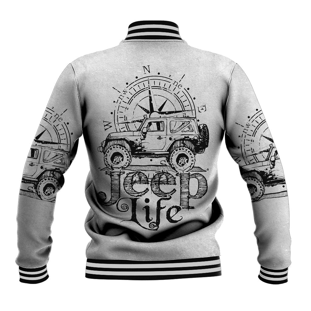 American Jeep Baseball Jacket Sketch Art Jeep Life DT01 - The Mazicc - Unisex - S - Gray