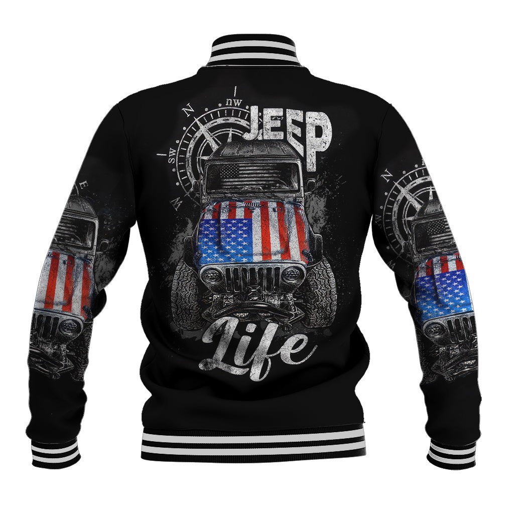 American Jeep Baseball Jacket Vintage Jeep Life DT01 - The Mazicc - Unisex - S - Black