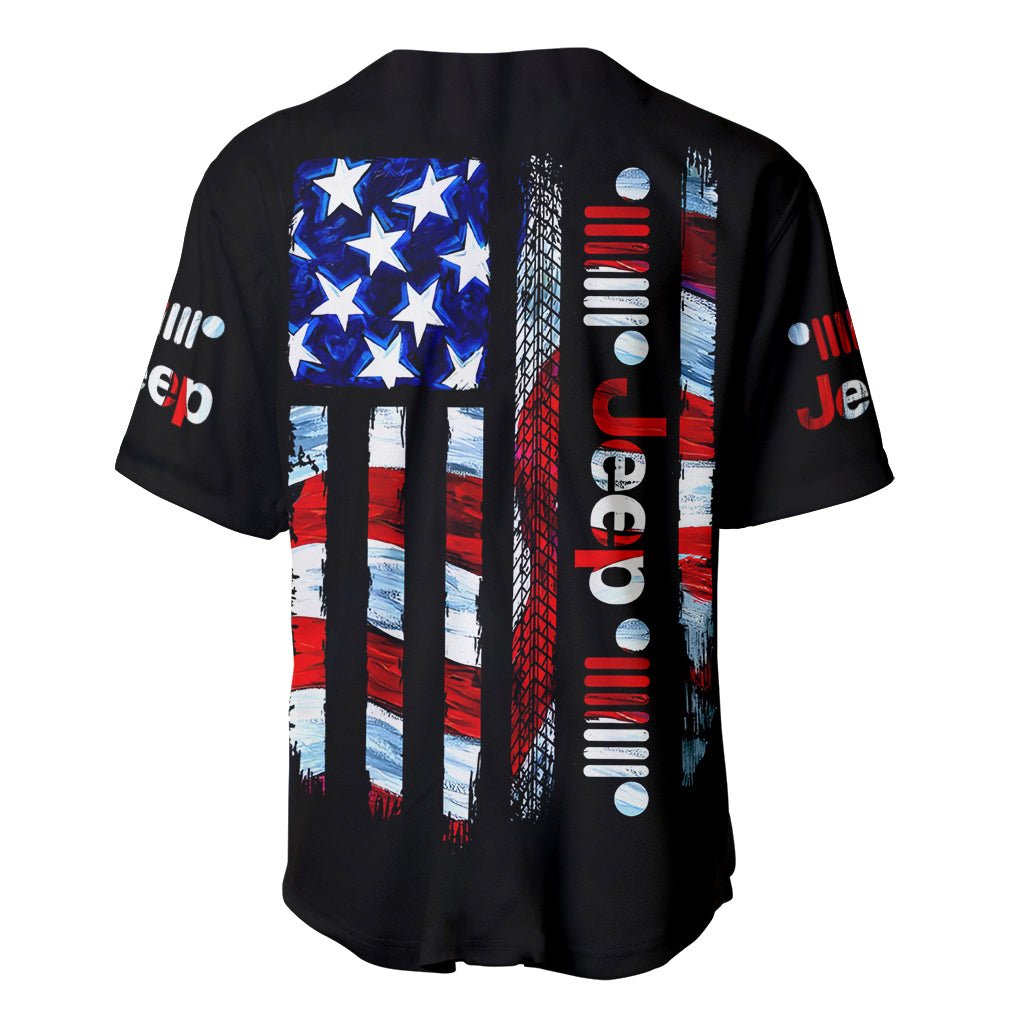 American Jeep Baseball Jersey American Flag Jeep Life DT01 - The Mazicc - S - Black -