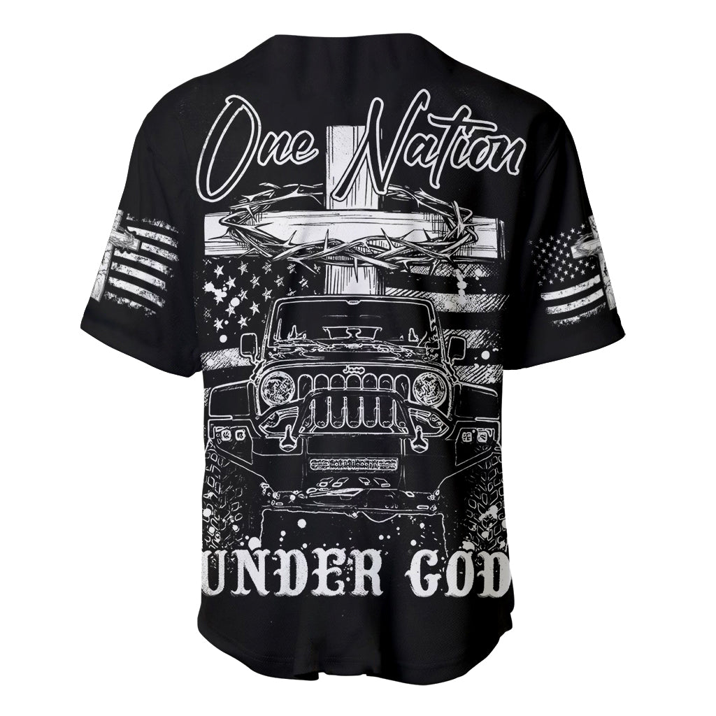 American Jeep Baseball Jersey One Nation Under God DT01 - The Mazicc - S - Black -