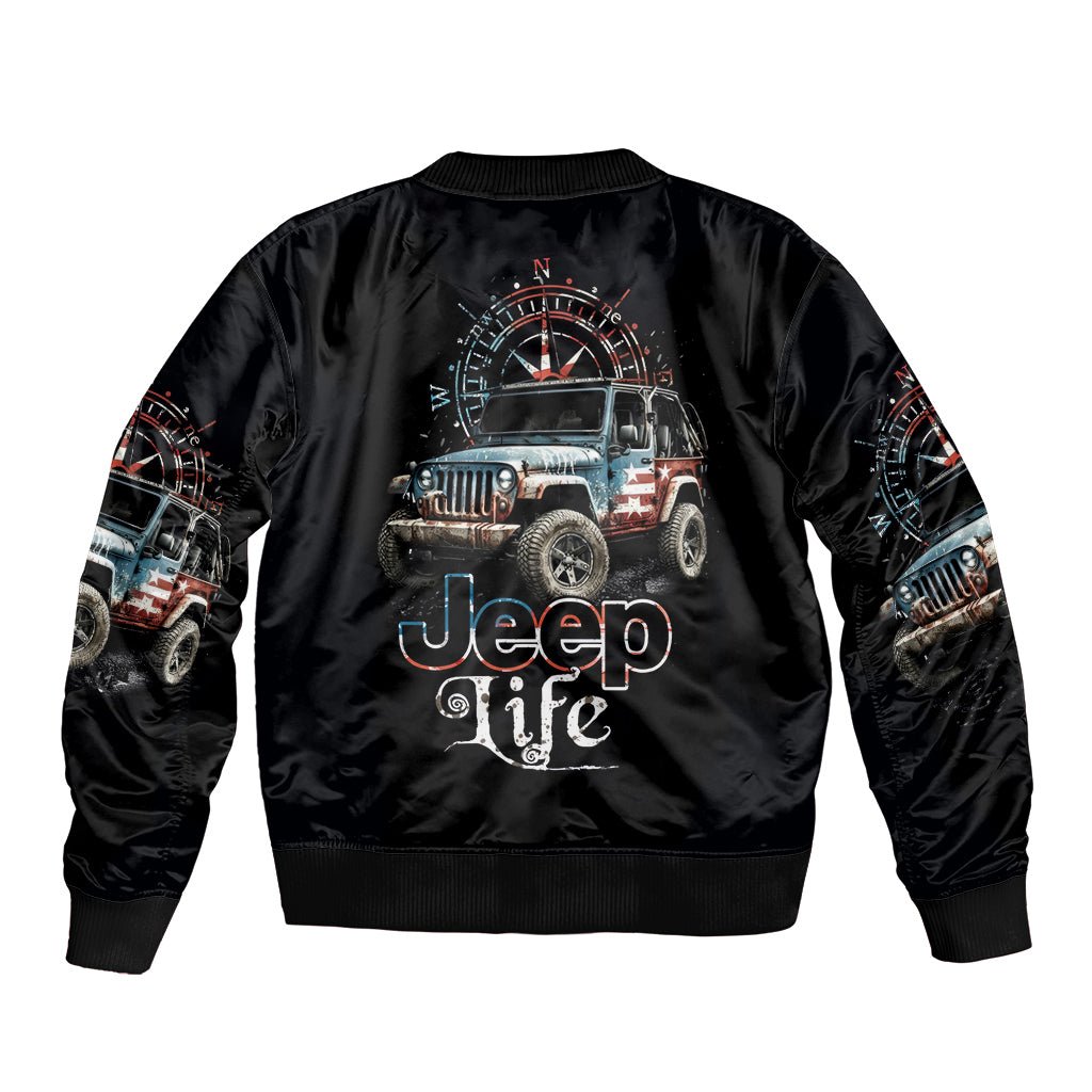 American Jeep Bomber Jacket Vintage Jeep Life DT01 - The Mazicc - Unisex - S - Black