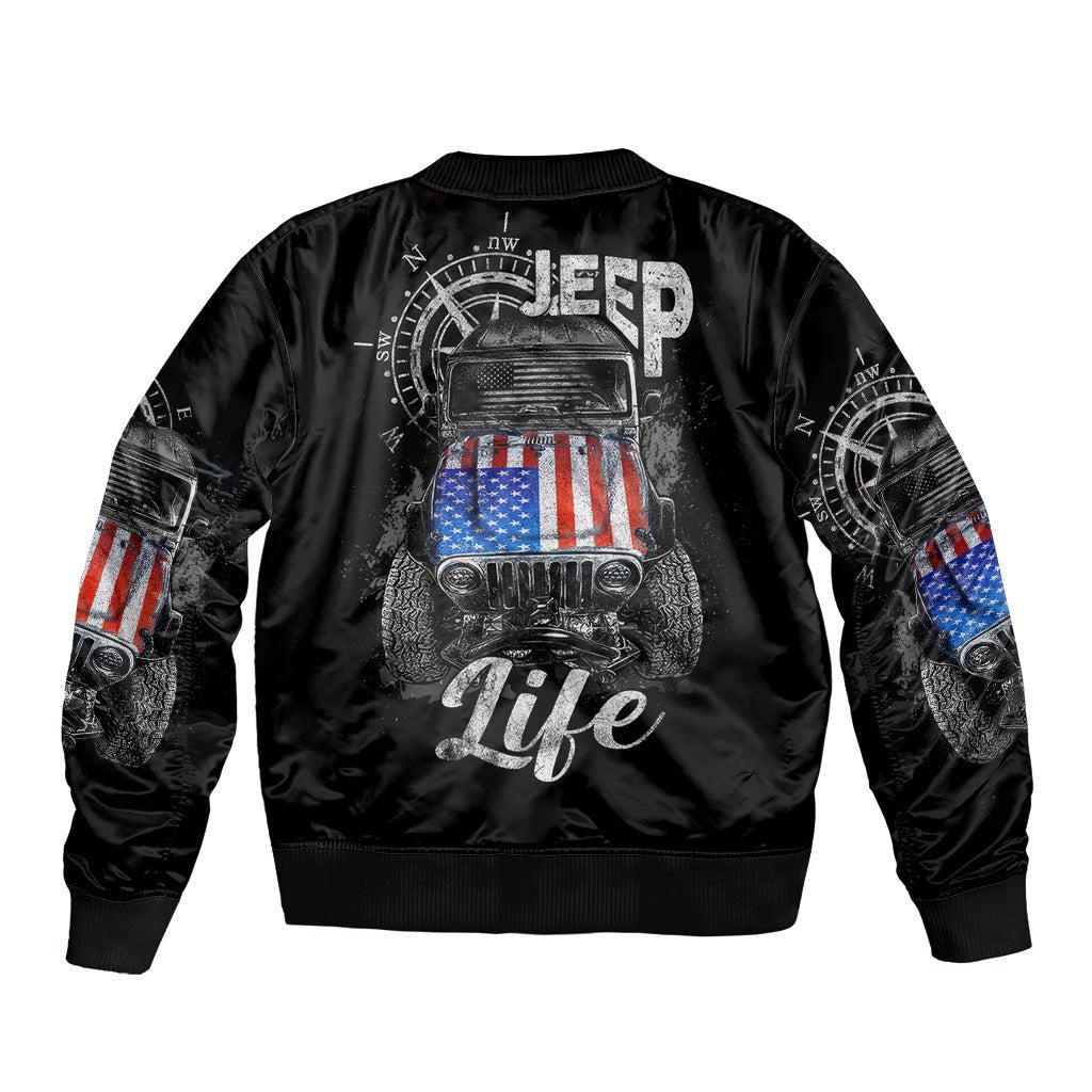 American Jeep Bomber Jacket Vintage Jeep Life DT01 - The Mazicc - Unisex - S - Black