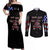 American Jeep Couples Matching Off Shoulder Maxi Dress and Long Sleeve Button Shirt American Flag Jeep Life DT01 - The Mazicc - S - S - Black