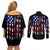 American Jeep Couples Matching Off Shoulder Short Dress and Long Sleeve Button Shirt American Flag Jeep Life DT01 - The Mazicc - S - S - Black