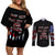 American Jeep Couples Matching Off Shoulder Short Dress and Long Sleeve Button Shirt American Flag Jeep Life DT01 - The Mazicc - S - S - Black