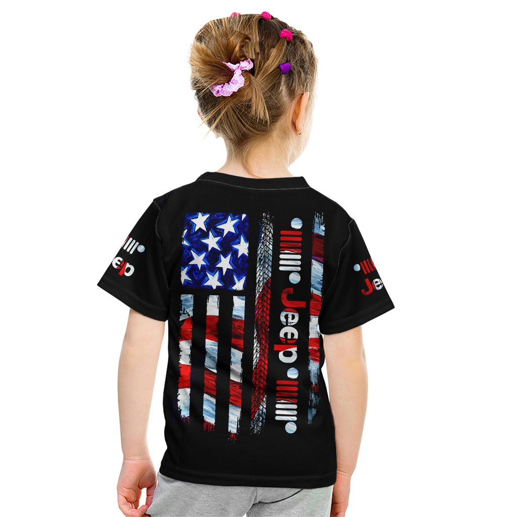 American Jeep Kid T Shirt American Flag Jeep Life DT01 - The Mazicc - Toddler 2/Size 00 - Black -