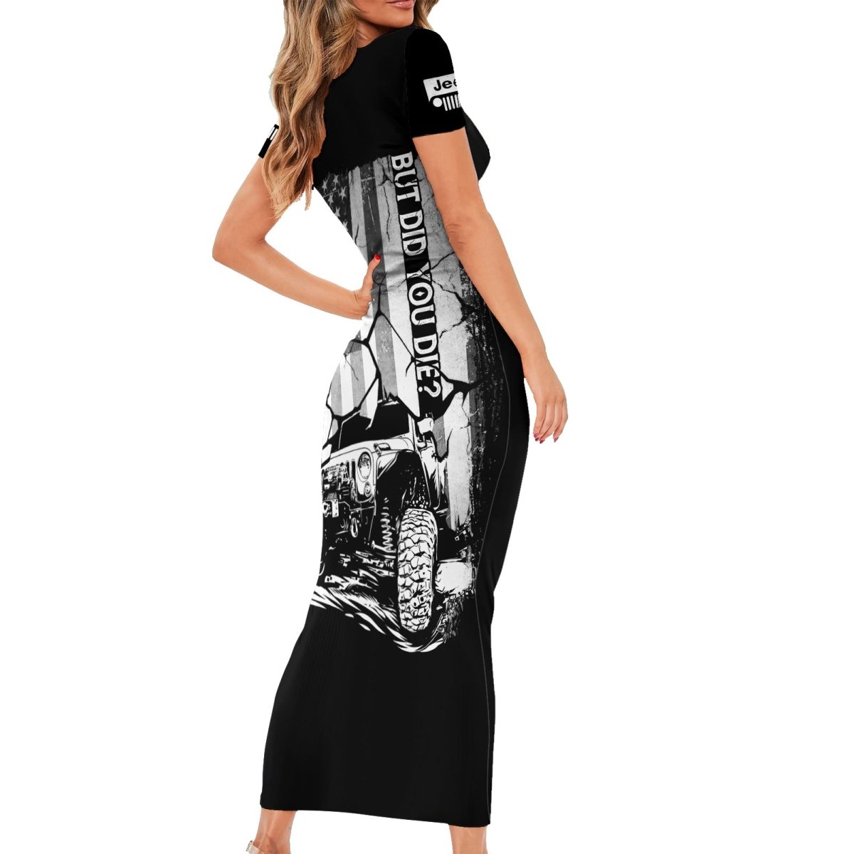 American Jeep Short Sleeve Bodycon Dress American Flag But Did You Die DT01 - The Mazicc - Long Dress - S - White