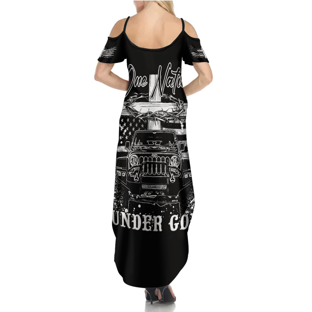 American Jeep Summer Maxi Dress One Nation Under God DT01 - The Mazicc - Women - S - Black