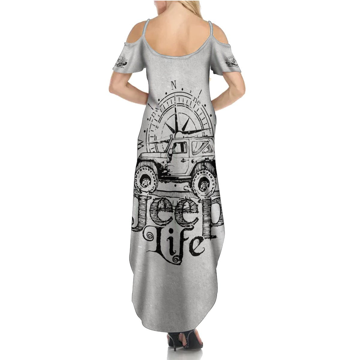 American Jeep Summer Maxi Dress Sketch Art Jeep Life DT01 - The Mazicc - Women - S - Gray