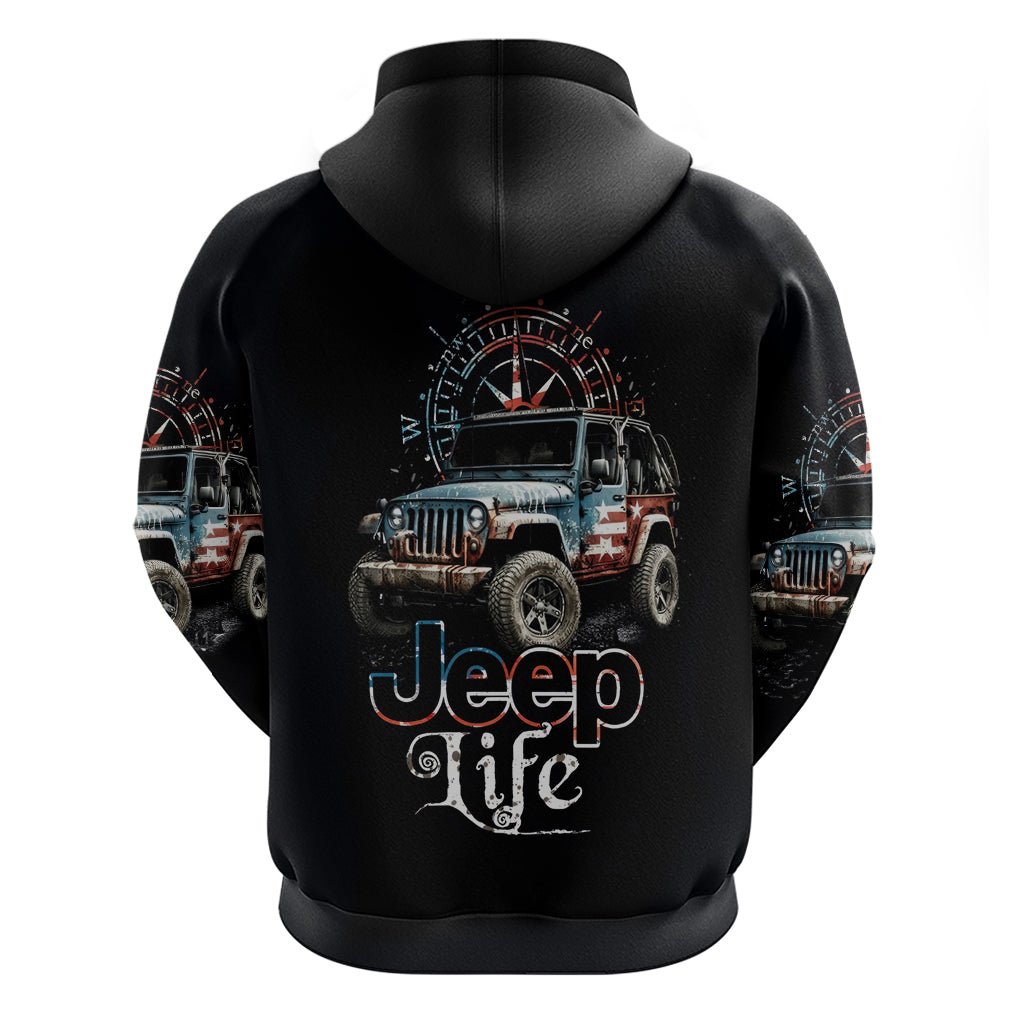 American Jeep Zip Hoodie Vintage Jeep Life DT01 - The Mazicc - Zip Hoodie - S - Black