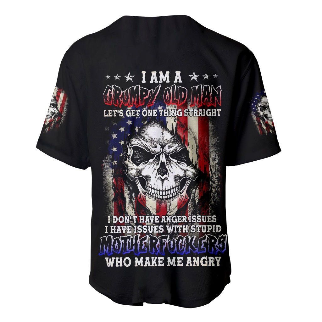 American Skull Baseball Jersey Grumpy Old Man Motherfuckers Who Make Me Angry DT01 - The Mazicc - S - Black -