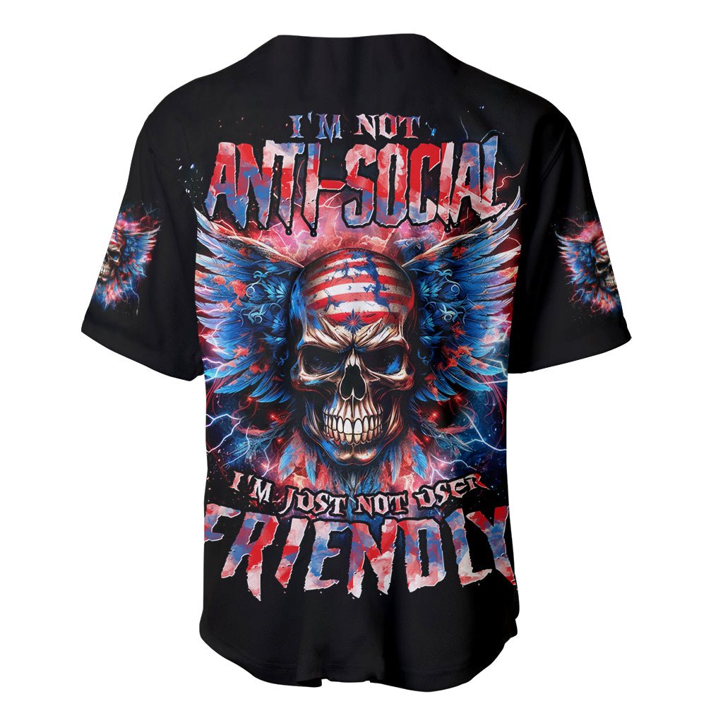 American Skull Baseball Jersey I'm Not Anti Social I'm Just Not User Friendly DT01 - The Mazicc - S - Black -