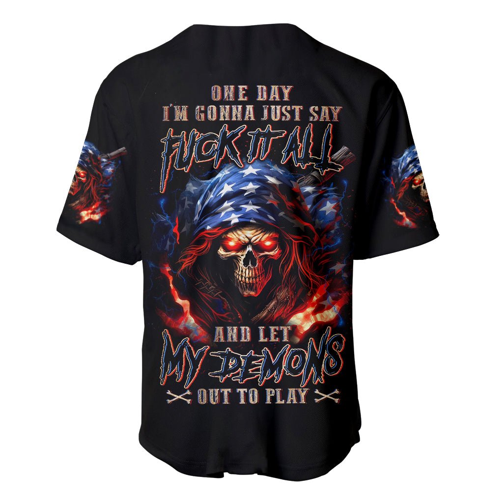 American Skull Baseball Jersey One Day I Gonna Fuck It All DT01 - The Mazicc - S - Black -