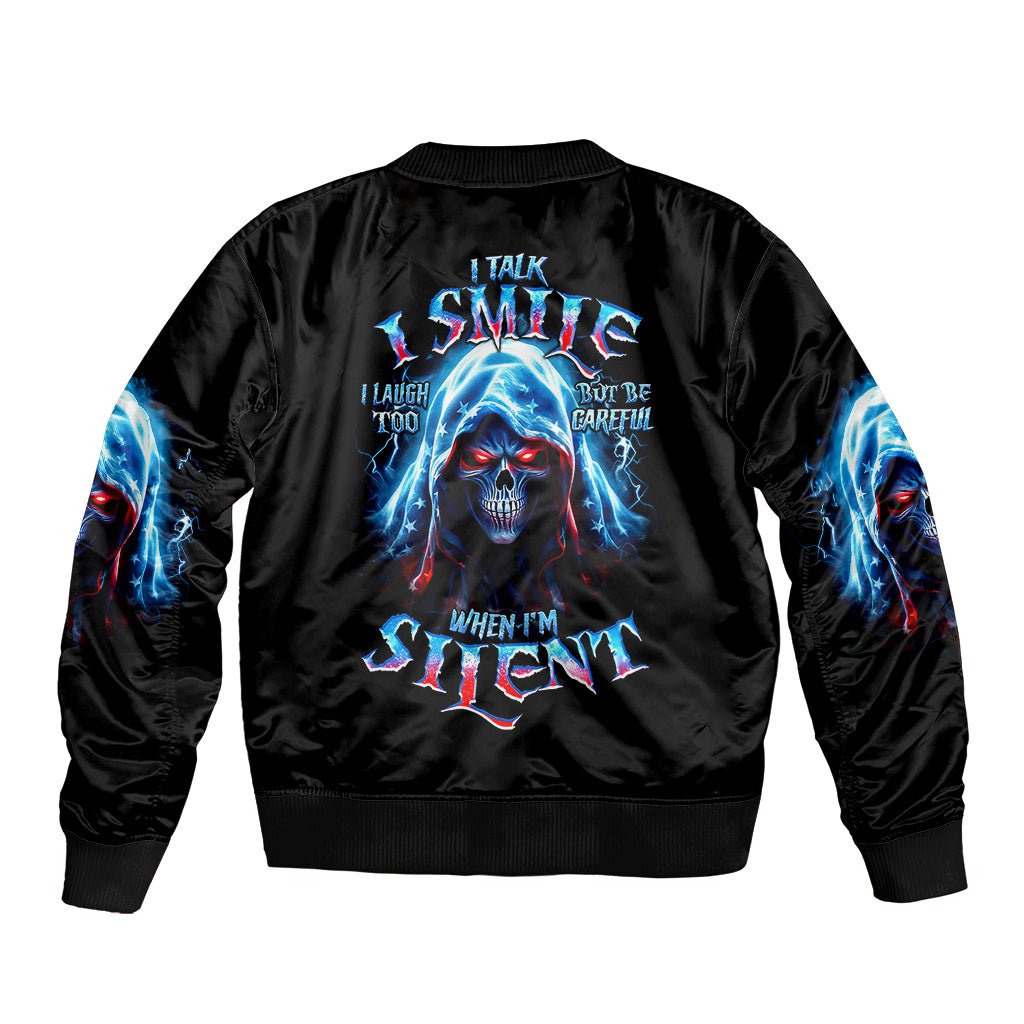 American Skull Bomber Jacket I Talk I Smile But Be Carefull When I Silent DT01 - The Mazicc - Unisex - S - Black