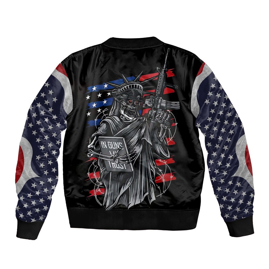 American Skull Bomber Jacket In Gun We Trust DT01 - The Mazicc - Unisex - S - Black