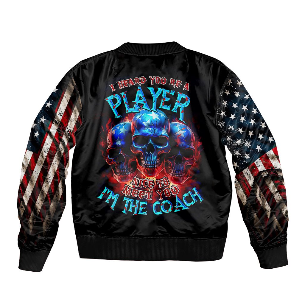 American Skull Bomber Jacket Nice To Meet You Im The Coach DT01 - The Mazicc - Unisex - S - Black