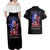 American Skull Couples Matching Off Shoulder Maxi Dress and Hawaiian Shirt American Live It Love It Or Get The Hell Out DT01 - The Mazicc - S - S - Black