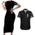 American Skull Couples Matching Short Sleeve Bodycon Dress and Hawaiian Shirt In Gun We Trust DT01 - The Mazicc - S - S - Black