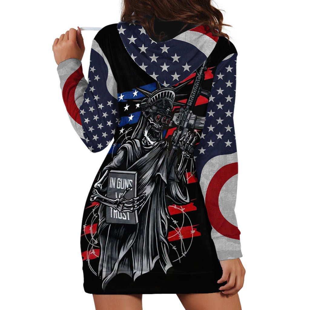 American Skull Hoodie Dress In Gun We Trust DT01 - The Mazicc - XS - Black -