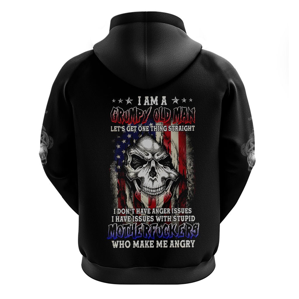 American Skull Hoodie Grumpy Old Man Motherfuckers Who Make Me Angry DT01 - The Mazicc - Pullover Hoodie - S - Black