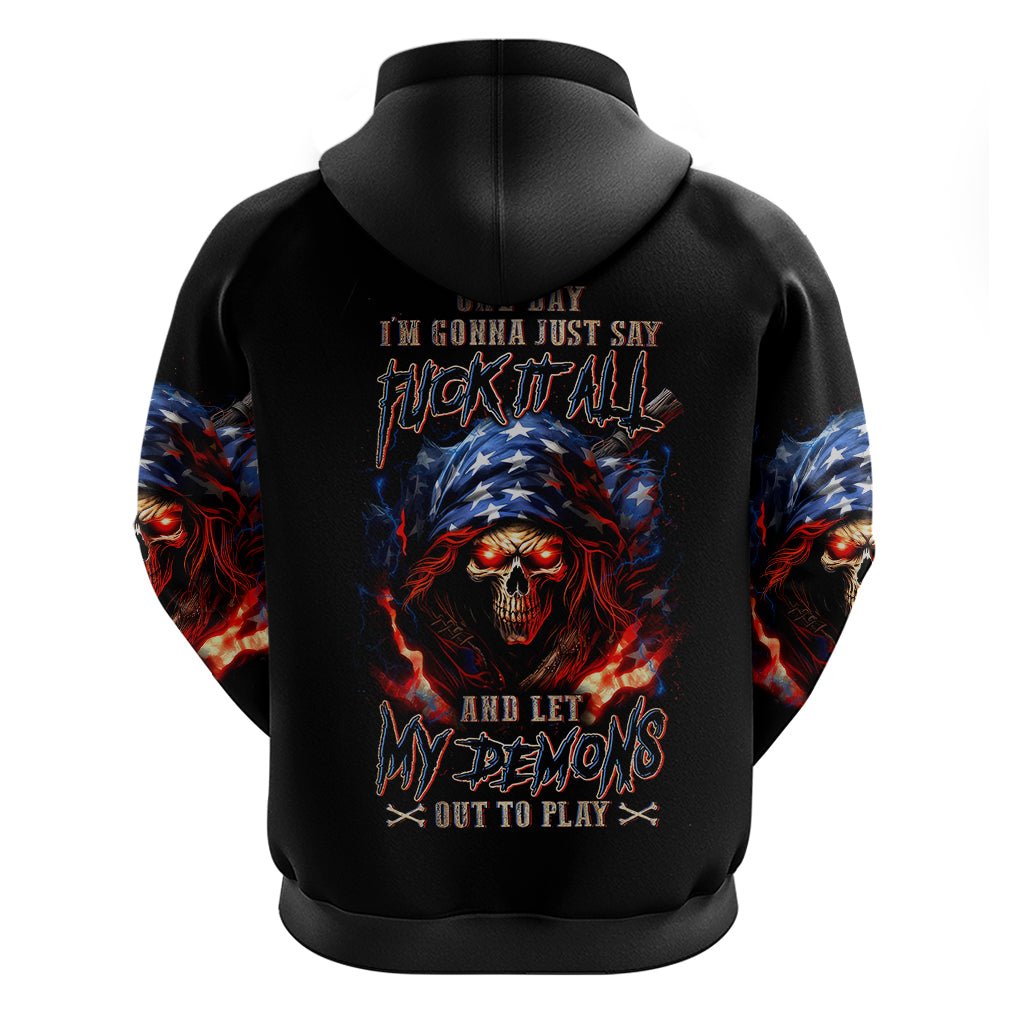 American Skull Hoodie One Day I Gonna Fuck It All DT01 - The Mazicc - Pullover Hoodie - S - Black